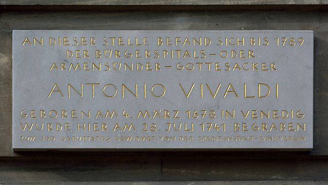 Tafel Vivaldi Grabstätte Wien